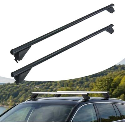 Relaxdays Dachträger, geschlossene Reling, 124 cm, schwarz Spannweite 110 cm, Querträger, 180 kg, Dachgepäckträger, Alu Relaxdays Dachträger, geschlossene Reling, 124 cm, schwarz Spannweite 110 cm, Querträger, 180 kg, Dachgepäckträger, Alu