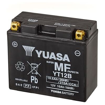 Yuasa YT12B 12V 210 CCA Wartungsfreie AGM-VRLA-Motorradbatterie 10,5 Ah, Erhöhte Startkraft, Vibrations- & Korrosionsbeständig, Ideal für Motorräder & ATVs Yuasa YT12B 12V 210 CCA Wartungsfreie AGM-VRLA-Motorradbatterie 10,5 Ah, Erhöhte Startkraft, Vibrations- & Korrosionsbeständig, Ideal für Motorräder & ATVs