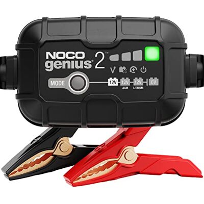NOCO GENIUS2: 2A Batterieladegerät für Auto & Motorrad — 6V/12V Erhaltungsladegerät & Entsulfator — Für AGM, Lithium (LiFePO4) & Start-Stopp-Batterien NOCO GENIUS2: 2A Batterieladegerät für Auto & Motorrad — 6V/12V Erhaltungsladegerät & Entsulfator — Für AGM, Lithium (LiFePO4) & Start-Stopp-Batterien