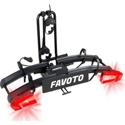 Favoto EBIKE Fahrradträger Anhängerkupplung Klappbar – Heckträger für 2 Fahrräder bis 60kg Rennrad & MTB mit Diebstahlschutz Rücklicht & Nummernschildhalter 26x4.0 Favoto EBIKE Fahrradträger Anhängerkupplung Klappbar – Heckträger für 2 Fahrräder bis 60kg Rennrad & MTB mit Diebstahlschutz Rücklicht & Nummernschildhalter 26x4.0