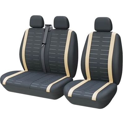 TOYOUN Universal Transporter Autositzbezüge Set für Transporter LKW Vorn, Sitzbezüge Fahrersitz 2er Beifahrersitzbank Schonbezüge Lieferwagen Vordersitzbezüg 1+2,Beige TOYOUN Universal Transporter Autositzbezüge Set für Transporter LKW Vorn, Sitzbezüge Fahrersitz 2er Beifahrersitzbank Schonbezüge Lieferwagen Vordersitzbezüg 1+2,Beige