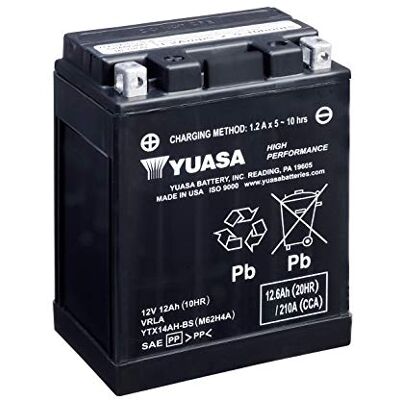 Yuasa YTX14AH 12V 210 CCA Hochleistungs-Motorradbatterie, wartungsfrei, AGM VRLA Yuasa YTX14AH 12V 210 CCA Hochleistungs-Motorradbatterie, wartungsfrei, AGM VRLA