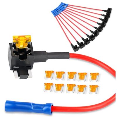 Nilight 50038R, 10 Stück, 12 V Auto-Sicherungshalter mit 5 A Low-Profile-Mini-Flachsicherungs-Set für Autos, LKWs, Boote, Blau, Rot, Schwarz, Orange Nilight 50038R, 10 Stück, 12 V Auto-Sicherungshalter mit 5 A Low-Profile-Mini-Flachsicherungs-Set für Autos, LKWs, Boote, Blau, Rot, Schwarz, Orange