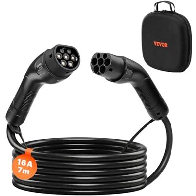 VEVOR EV Ladekabel, 16 A, 7 m, max. 11 kW, Verlängerungskabel, kompatibel mit Typ-2-Ladegeräten für Elektrofahrzeuge, 3-Phasen-Wechselstrom, 480 V, 50 Hz, IP65, Autoladekabel mit Tragetasche VEVOR EV Ladekabel, 16 A, 7 m, max. 11 kW, Verlängerungskabel, kompatibel mit Typ-2-Ladegeräten für Elektrofahrzeuge, 3-Phasen-Wechselstrom, 480 V, 50 Hz, IP65, Autoladekabel mit Tragetasche
