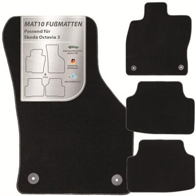 MAT10 – Auto-Fußmatten passend für Skoda Octavia 3 (BJ 02/2013 02/2020, Typ 5E) aus Velours 4-teiliges Automatten Set langlebige Erstausrüsterqualität, Made in Germany MAT10 – Auto-Fußmatten passend für Skoda Octavia 3 (BJ 02/2013 02/2020, Typ 5E) aus Velours 4-teiliges Automatten Set langlebige Erstausrüsterqualität, Made in Germany