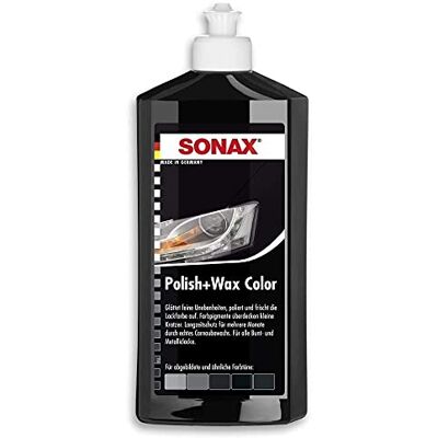 SONAX Polish+Wax Color NanoPro Schwarz (500 ml) Mittelstarke Politur mit Farbpigmenten und Wachskomponenten N. 02961000-820 SONAX Polish+Wax Color NanoPro Schwarz (500 ml) Mittelstarke Politur mit Farbpigmenten und Wachskomponenten N. 02961000-820