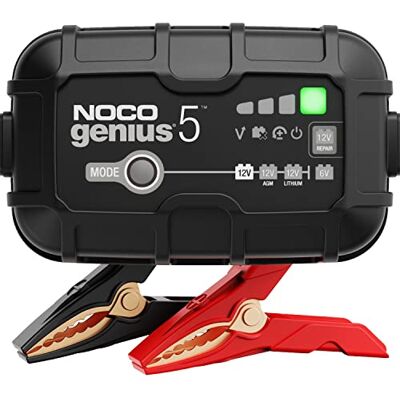 NOCO GENIUS5: 5A Batterieladegerät für Auto & Motorrad — 6V/12V Erhaltungsladegerät & Entsulfator — Für AGM, Lithium (LiFePO4) & Start-Stopp-Batterien NOCO GENIUS5: 5A Batterieladegerät für Auto & Motorrad — 6V/12V Erhaltungsladegerät & Entsulfator — Für AGM, Lithium (LiFePO4) & Start-Stopp-Batterien