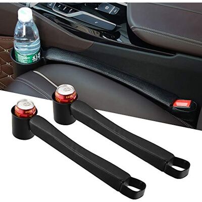 Supin 2 Preise Autositz-Lückenfüller Pad PU-Leder Konsole Seitentasche Organizer und eine Tasse für Handy, Geldbörse, Münzen, Schlüssel (schwarz) Supin 2 Preise Autositz-Lückenfüller Pad PU-Leder Konsole Seitentasche Organizer und eine Tasse für Handy, Geldbörse, Münzen, Schlüssel (schwarz)