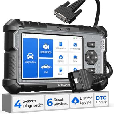 TOPDON OBD2 diagnosegerät Auto AD500, 4 Systemdiagnosen für ABS SRS Motor und Getriebe, 6 Servicefunktionen für Öl, BMS, SAS, DPF, TPMS und Drosselklappe regulieren, kostenlosem Lifetime-Upgrade TOPDON OBD2 diagnosegerät Auto AD500, 4 Systemdiagnosen für ABS SRS Motor und Getriebe, 6 Servicefunktionen für Öl, BMS, SAS, DPF, TPMS und Drosselklappe regulieren, kostenlosem Lifetime-Upgrade