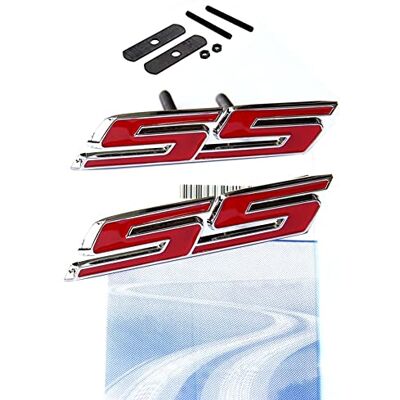 Yoaoo -OEM ® 1 x OEM SS Emblem Gitter + Aufkleber Badge 3D für Camaro Chevrolet GM Serie vorne Chrom rot Yoaoo -OEM ® 1 x OEM SS Emblem Gitter + Aufkleber Badge 3D für Camaro Chevrolet GM Serie vorne Chrom rot