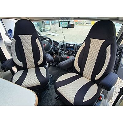 BREMER SITZBEZÜGE Maß Piloten Schonbezüge Sitzbezüge kompatibel mit Wohnmobil Ducato Weinsberg Adria Dethleffs Zubehör 2er Schonbezug Set inkl. Armlehnen-Bezüge in Schwarz/Beige WPL410 BREMER SITZBEZÜGE Maß Piloten Schonbezüge Sitzbezüge kompatibel mit Wohnmobil Ducato Weinsberg Adria Dethleffs Zubehör 2er Schonbezug Set inkl. Armlehnen-Bezüge in Schwarz/Beige WPL410