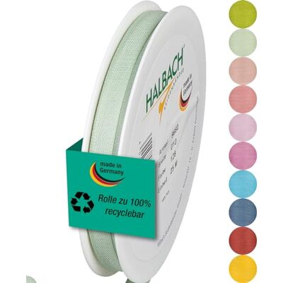 Halbach mattes Taftband, 10 mm x 25 m, mint Geschenkband in Baumwolloptik, Made in Germany, Ökt-Tex 100 zertifiziert und waschbar bei 30 Grad Halbach mattes Taftband, 10 mm x 25 m, mint Geschenkband in Baumwolloptik, Made in Germany, Ökt-Tex 100 zertifiziert und waschbar bei 30 Grad