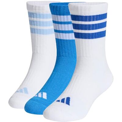 Adidas Unisex Kids 3STRIPES CUSHIONED SPORTSWEAR CREW SOCKS 3 PAIR PACK, ray blue/white/glow blue, 4-5 Years Adidas Unisex Kids 3STRIPES CUSHIONED SPORTSWEAR CREW SOCKS 3 PAIR PACK, ray blue/white/glow blue, 4-5 Years