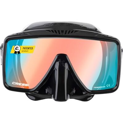 CRESSI SF1 Tauchmaske quadratisch, rahmenlose Tauchermaske für Erwachsene Rahmenlose Tauchmaske, Taucherbrille Erwachsene, für Sehstärke-Gläser geeignet, Taucherbrille breites Gesicht, Freitauchen CRESSI SF1 Tauchmaske quadratisch, rahmenlose Tauchermaske für Erwachsene Rahmenlose Tauchmaske, Taucherbrille Erwachsene, für Sehstärke-Gläser geeignet, Taucherbrille breites Gesicht, Freitauchen