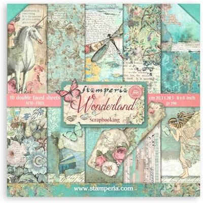 Stamperia Scrapbooking Small Pad 10 sheets cm 20,3X20,3 (8"X8") Wonderland Stamperia Scrapbooking Small Pad 10 sheets cm 20,3X20,3 (8"X8") Wonderland