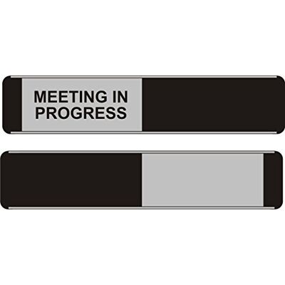 SECO 255 x 52 mm großes, selbstklebendes "Meeting In Progress/Blank Door"-Schild mit Schieber von OF141 SECO 255 x 52 mm großes, selbstklebendes "Meeting In Progress/Blank Door"-Schild mit Schieber von OF141