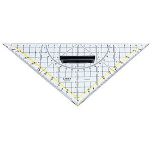 Linex 2621GH Geometrie-Dreieck mit Griff, Hypotenuse 22,5cm aus Kunststoff, Facette, senkrechte Kante Linex 2621GH Geometrie-Dreieck mit Griff, Hypotenuse 22,5cm aus Kunststoff, Facette, senkrechte Kante