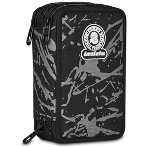 Invicta Schulmäppchen mit 3 Reißverschlüssen, Fantasy, schwarz, Stiftehalter, Dreifachfach, komplett mit Stiften, Bleistiften, Farben, Zubehör Rucksack, Grundschule, Kinder, Schwarz, Modern Invicta Schulmäppchen mit 3 Reißverschlüssen, Fantasy, schwarz, Stiftehalter, Dreifachfach, komplett mit Stiften, Bleistiften, Farben, Zubehör Rucksack, Grundschule, Kinder, Schwarz, Modern