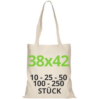 URBAN 5884 Baumwolltasche 38x42 cm, Packung mit unbedruckten Taschen, lange Träger, widerstandsfähige Stofftaschen, wiederverwendbare Einkaufstasche zum Bedrucken oder Bemalen, 38x42cm, Natur, 50 Stück URBAN 5884 Baumwolltasche 38x42 cm, Packung mit unbedruckten Taschen, lange Träger, widerstandsfähige Stofftaschen, wiederverwendbare Einkaufstasche zum Bedrucken oder Bemalen, 38x42cm, Natur, 50 Stück