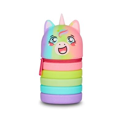 Mitama erweiterbare Silikontasche, 2 in 1 Federmäppchen und Tischstiftehalter, Schultasche, Mäppchen, mit Reißverschluss, Faltbare Stiftetasche, Regenbogen mit Einhorn Mitama erweiterbare Silikontasche, 2 in 1 Federmäppchen und Tischstiftehalter, Schultasche, Mäppchen, mit Reißverschluss, Faltbare Stiftetasche, Regenbogen mit Einhorn