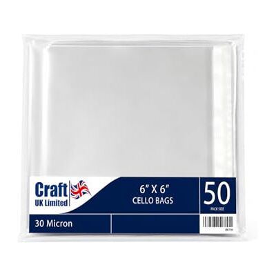 Craft UK Limited Ark 50 x Viereckige 15cm x 15cm Klare Cellophan Karten Taschen Craft UK Limited Ark 50 x Viereckige 15cm x 15cm Klare Cellophan Karten Taschen