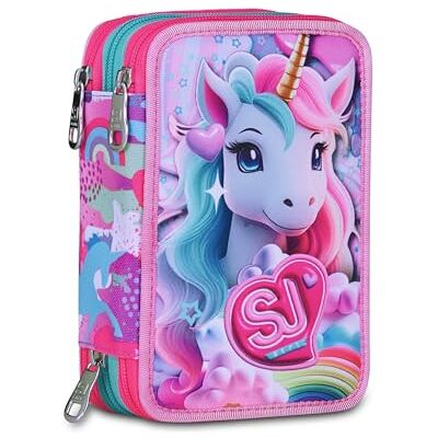 SJ GANG STYLE JAM GANG Schulmäppchen mit 3 Reißverschlüssen, Rosa, Federmäppchen, Dreifachfach mit Stiften, Bleistiften, Farben, Zubehör Rucksack, Grundschulen, Mädchen, Rosa, Modern SJ GANG STYLE JAM GANG Schulmäppchen mit 3 Reißverschlüssen, Rosa, Federmäppchen, Dreifachfach mit Stiften, Bleistiften, Farben, Zubehör Rucksack, Grundschulen, Mädchen, Rosa, Modern