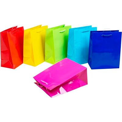 Heku bunte Geschenktaschen in intensiv farbenem Design, 12 Stück I 6 Farben (gelb, türkis, rot, pink, hellgrün, dunkelblau), 23x18x10 cm I Umweltfreundlich & Wiederverwendbar Heku bunte Geschenktaschen in intensiv farbenem Design, 12 Stück I 6 Farben (gelb, türkis, rot, pink, hellgrün, dunkelblau), 23x18x10 cm I Umweltfreundlich & Wiederverwendbar