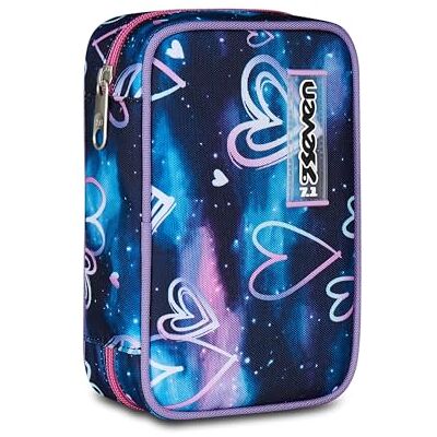 Seven Federmäppchen Speed Case Gloomy Heart, Blau, Stiftehalter mit herausnehmbaren Planken, komplett mit Stiften, Bleistiften, Farben, Zubehör Rucksack, Grundschule, Mädchen Seven Federmäppchen Speed Case Gloomy Heart, Blau, Stiftehalter mit herausnehmbaren Planken, komplett mit Stiften, Bleistiften, Farben, Zubehör Rucksack, Grundschule, Mädchen