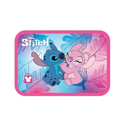 Seven Lilo & Stitch Brotdose für Kinder, Clip Verschluss, Spülmaschinenfest, für Kindergarten, Krippe, Grundschule, violett, rosa-blau Seven Lilo & Stitch Brotdose für Kinder, Clip Verschluss, Spülmaschinenfest, für Kindergarten, Krippe, Grundschule, violett, rosa-blau