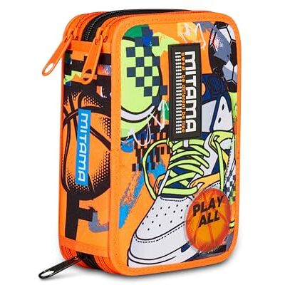 Mitama Federmäppchen für die Schule, 3 Fächer, Super Triple Mita Playy, Inhalt 47 Teile, mit Bleistiften, Markern, Stifthalter für die elementare Schule, Kinder, Orange, Modern, Orange, Modern Mitama Federmäppchen für die Schule, 3 Fächer, Super Triple Mita Playy, Inhalt 47 Teile, mit Bleistiften, Markern, Stifthalter für die elementare Schule, Kinder, Orange, Modern, Orange, Modern