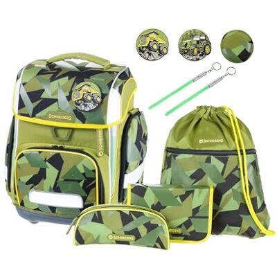 Schneiders 78367-065 Schulranzen Ergolite Construction, 9-teiliges Set mit Schultasche, Federmäppchen, Schlamper, Sportbeutel, 3 Klett-Motiven und 2 Leuchtstäben Schneiders 78367-065 Schulranzen Ergolite Construction, 9-teiliges Set mit Schultasche, Federmäppchen, Schlamper, Sportbeutel, 3 Klett-Motiven und 2 Leuchtstäben
