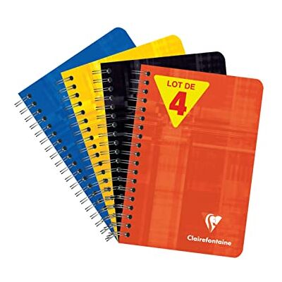 Clairefontaine 668592AMZC 4 Spiralhefte 9x14 50 Blatt kariert 90g sortiert Clairefontaine 668592AMZC 4 Spiralhefte 9x14 50 Blatt kariert 90g sortiert