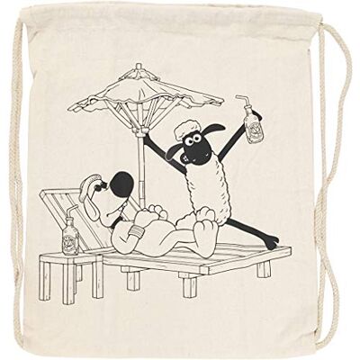 Creativ e 499654 Tasche mit Kordelzug, Shaun das Schaf und Bitzer, Größe 37 x 40 cm, Beige Creativ e 499654 Tasche mit Kordelzug, Shaun das Schaf und Bitzer, Größe 37 x 40 cm, Beige