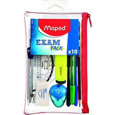 Maped Schüler-Set, gefülltes Etui EXAM PACK 10-tlg. transparent Maped Schüler-Set, gefülltes Etui EXAM PACK 10-tlg. transparent