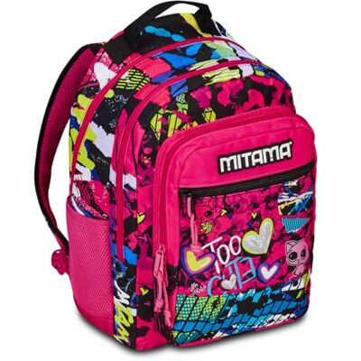 Mitama Rucksack, Schulranzen mit 3 Fächern, für Schule und Freizeit, Geräumige Schultasche für Mädchen und Jungen, Extra Platz, gepolstert und leicht, rosa, Hey-Dye Mitama Rucksack, Schulranzen mit 3 Fächern, für Schule und Freizeit, Geräumige Schultasche für Mädchen und Jungen, Extra Platz, gepolstert und leicht, rosa, Hey-Dye