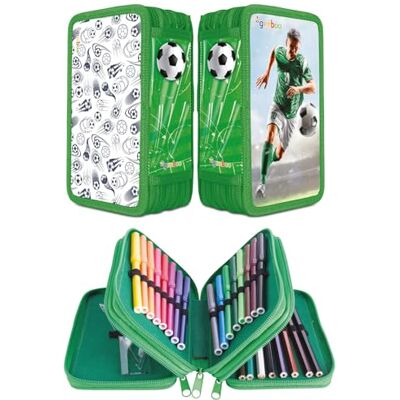 gimboo Schulmäppchen mit Zubehör/Federmäppchen mit großem Fassungsvermögen/Mit 3 Fächer/Federtasche Federmäppchen Stifteetui/Motiv Fussball/Für Kinder Jungen Mädchen gimboo Schulmäppchen mit Zubehör/Federmäppchen mit großem Fassungsvermögen/Mit 3 Fächer/Federtasche Federmäppchen Stifteetui/Motiv Fussball/Für Kinder Jungen Mädchen
