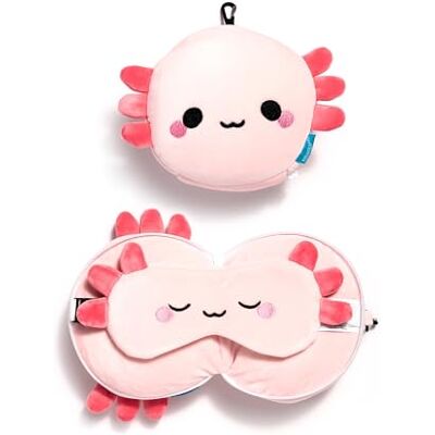 Relaxeazzz Adoramals Maddie der Axolotl Reisekissen & Schlafmaske Relaxeazzz Adoramals Maddie der Axolotl Reisekissen & Schlafmaske