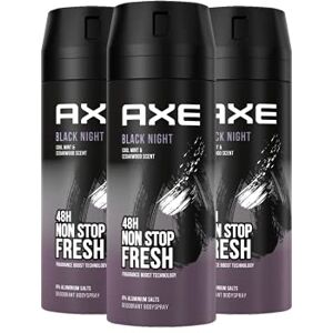 Axe Bodyspray Black Night Deo ohne Aluminium sorgt 48 Stunden lang für effektiven Schutz vor Körpergeruch 3x 150 ml Axe Bodyspray Black Night Deo ohne Aluminium sorgt 48 Stunden lang für effektiven Schutz vor Körpergeruch 3x 150 ml
