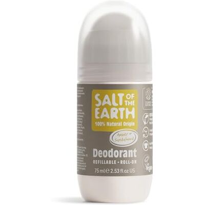 Salt Of the Earth Natürliches Deodorant Roll-On, Amber & Sandelholz, nachfüllbar, vegan, Leaping Bunny-zertifiziert, hergestellt in Großbritannien – 75ml Salt Of the Earth Natürliches Deodorant Roll-On, Amber & Sandelholz, nachfüllbar, vegan, Leaping Bunny-zertifiziert, hergestellt in Großbritannien – 75ml
