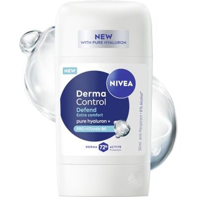 NIVEA Derma Control Defend Antitranspirant für Damen Stift 72h Schutz mit Hyaluronsäure und Provitamin B5, 50ml NIVEA Derma Control Defend Antitranspirant für Damen Stift 72h Schutz mit Hyaluronsäure und Provitamin B5, 50ml