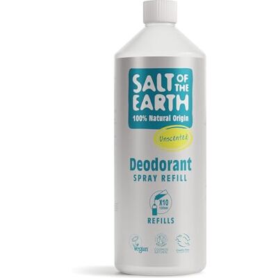 Salt Of the Earth Natural Deodorant Spray Nachfüller, ohne Duft, ohne Duft, vegan, langanhaltender Schutz, Leaping Bunny genehmigt, hergestellt in Großbritannien, 1000ml Salt Of the Earth Natural Deodorant Spray Nachfüller, ohne Duft, ohne Duft, vegan, langanhaltender Schutz, Leaping Bunny genehmigt, hergestellt in Großbritannien, 1000ml