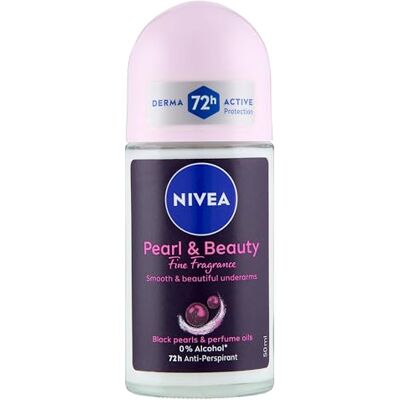 NIVEA Pearl & Beauty Fine Fragrance Deo Roll on 50 ml, Deodorant für Damen, Antitranspirant für 72h Schutz, Formel mit schwarzen Perlenextrakten und Duftölen für einen raffinierten Duft NIVEA Pearl & Beauty Fine Fragrance Deo Roll on 50 ml, Deodorant für Damen, Antitranspirant für 72h Schutz, Formel mit schwarzen Perlenextrakten und Duftölen für einen raffinierten Duft