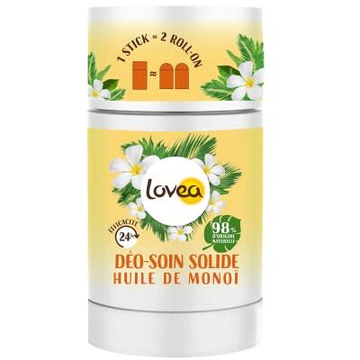 Lovea Deo-Pflege fest – Deodorant – Monoi-Öl – 24 Stunden Wirksamkeit – 98% natürlicher Ursprung – ohne Alkohol – vegan – hergestellt in Frankreich – 50 g Lovea Deo-Pflege fest – Deodorant – Monoi-Öl – 24 Stunden Wirksamkeit – 98% natürlicher Ursprung – ohne Alkohol – vegan – hergestellt in Frankreich – 50 g