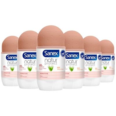 Sanex Natur-Deodorant mit Aloe Vera, Bio, für empfindliche Haut, 48-Stunden-Schutz, 6 x 50 ml Sanex Natur-Deodorant mit Aloe Vera, Bio, für empfindliche Haut, 48-Stunden-Schutz, 6 x 50 ml