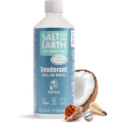 Salt Of the Earth Natürliches Deodorant Roll-On Nachfüllpackung – Ozean & Kokosnuss – Vegan, Leaping Bunny-zertifiziert, hergestellt in Großbritannien – 525ml Salt Of the Earth Natürliches Deodorant Roll-On Nachfüllpackung – Ozean & Kokosnuss – Vegan, Leaping Bunny-zertifiziert, hergestellt in Großbritannien – 525ml
