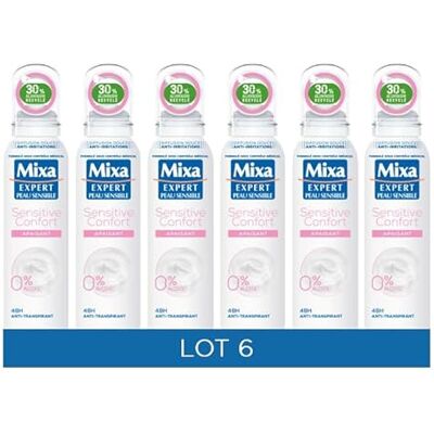 Mixa Deodorant gegen Schweiß 48 Stunden – wirksam gegen Gerüche und Schweiß – Sensitive Confort beruhigend – 6 Stück Mixa Deodorant gegen Schweiß 48 Stunden – wirksam gegen Gerüche und Schweiß – Sensitive Confort beruhigend – 6 Stück