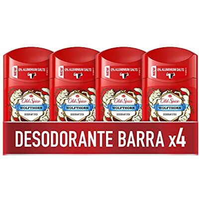 Old Spice Wolfthorn Deostick für Männer, 4 x 50 ml 24-Stunden-Frische, langanhaltender Duft, Schutz vor schlechten Gerüchen Old Spice Wolfthorn Deostick für Männer, 4 x 50 ml 24-Stunden-Frische, langanhaltender Duft, Schutz vor schlechten Gerüchen