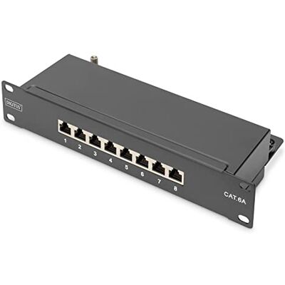 Digitus LSA Patchpanel – Cat 6A – 10 Zoll 1 HE – 8-Ports – Geschirmt 8x RJ45 – 10 Gbit/s – Für 10-Zoll (254 mm) Netzwerkschränke – Patch-Feld, Verteilderfeld Digitus LSA Patchpanel – Cat 6A – 10 Zoll 1 HE – 8-Ports – Geschirmt 8x RJ45 – 10 Gbit/s – Für 10-Zoll (254 mm) Netzwerkschränke – Patch-Feld, Verteilderfeld