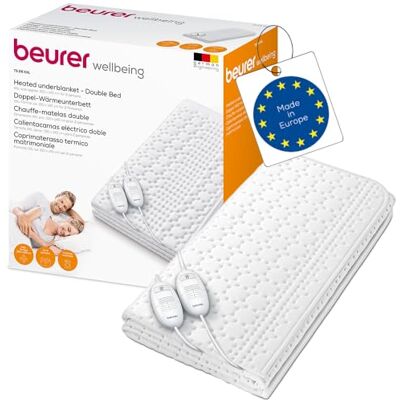 Beurer TS 26 Doppel-Wärmeunterbett, extragroßes XXL-Format mit separat einstellbaren Temperaturzonen für zwei Personen, zwei Schalter mit je 3 Temperaturstufen, Maschinenwaschbar, 150 x 140 cm Beurer TS 26 Doppel-Wärmeunterbett, extragroßes XXL-Format mit separat einstellbaren Temperaturzonen für zwei Personen, zwei Schalter mit je 3 Temperaturstufen, Maschinenwaschbar, 150 x 140 cm
