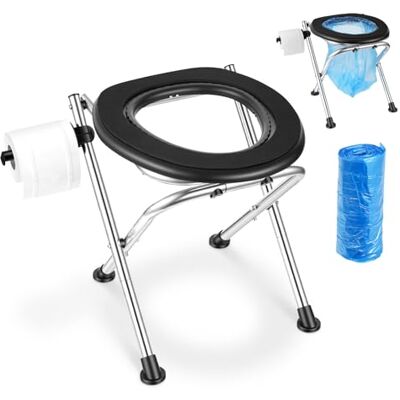 VEVOR Tragbare Campingtoilette 160 kg Belastbar, Faltbare Reisetoilette aus Edelstahl mit Weichem Sitz & Tücherhalter, Geeignet für Lkw-Fahrer Wohnmobilreisen Camping Autoreise Outdoor-Aktivitäten VEVOR Tragbare Campingtoilette 160 kg Belastbar, Faltbare Reisetoilette aus Edelstahl mit Weichem Sitz & Tücherhalter, Geeignet für Lkw-Fahrer Wohnmobilreisen Camping Autoreise Outdoor-Aktivitäten